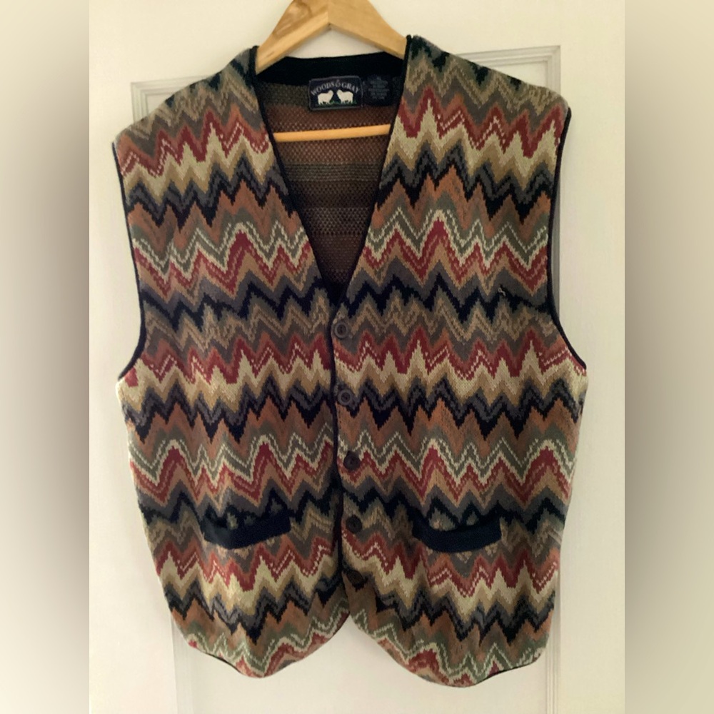Vintage Flame-stitch Knitted Vest